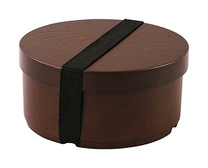 カクセー 曲げわっぱ風弁当箱 丸型 茶 TW-06