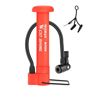 自転車用空気入れ 携帯用 ミニポンプ 携帯ポンプ エアポンプ 軽量 小型 コンパクト フレキシブルホース 80PSI PP製 ボール用ニードルピン付き 米式 ロードバイク クロスバイク マウンテンバイ