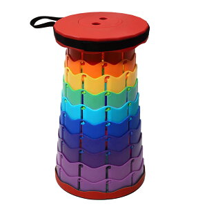 伸縮式スツール アウトドアチェア 折りたたみ式 収納簡単 安定性 耐荷重250KG 耐久性 レインボーカラー カラフル キャンプ用 スポーツ観戦 高さ調節可能 9段階調整 持ち運びやすい 肩掛け 手