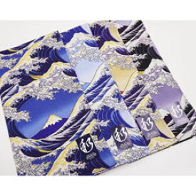 和風 ハンカチ バンダナ 波＆富士山 日本製 53×53cm 透明袋入り 御礼 御返し プチギフトに