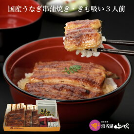 ［うなぎ専門店 浜名湖山吹］送料無料 国産 うなぎ串蒲焼き と 肝吸い 3人前セット VK75-3O3