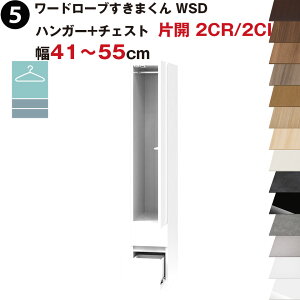 ワードローブすきまくん WSD ハンガー+チェスト 片開 2CR(右開)/2CL(左開) 幅41〜55cmセミオーダー 完成品 国産 日本製 ハンガーラック チェスト タンス たんす ラック 収納 収納家具 おしゃれ イ