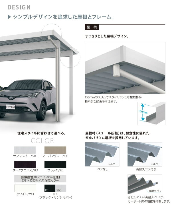 楽天市場】【福井県限定】1円下見・お見積り カーポートG1-R 2台+a用 