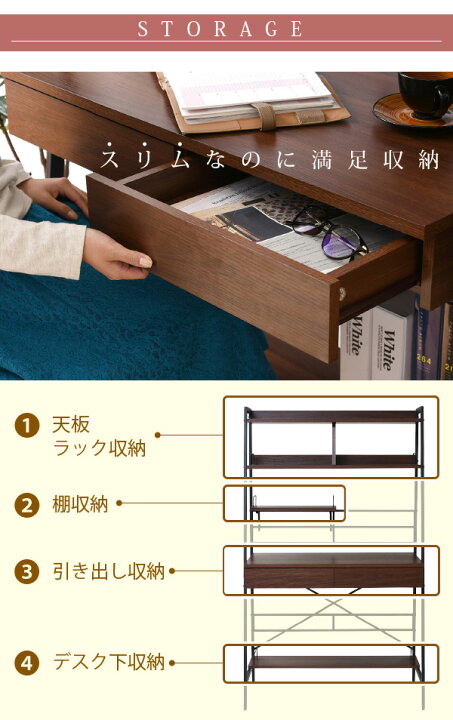 楽天市場】2WAY パソコンデスク 上部収納 幅 90cm 高さ調節 多機能 