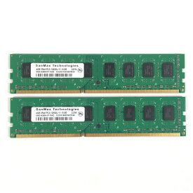 SanMax 4GB 2RX8 PC3-12800U メモリ 2点セット SanMax Technologies デスクトップパソコン用メモリ 増設用メモリ 型番：SMD-4G68H1P-16KZ 両面実装(2RX8) 【中古動作品】