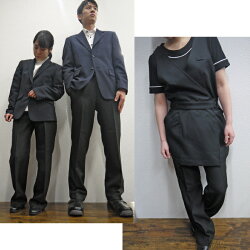男女兼用黒パンツ両脇ゴム【カジュアルサービスウェア】【スラックス】【男女兼用・メンズ・レディース】【大きいサイズ・小さいサイズ】【チームウェア・まとめ買い】