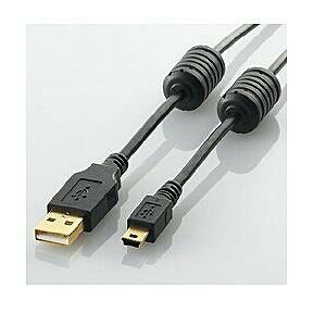 �G���R�� U2C-MF05BK USB2.0�P�[�u�� 0.5m A-miniB�^�C�v �t�F���C�g�R�A�t�� �u���b�N