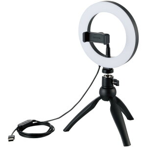�G���R�� DE-L02BK LED�����O���C�g 16cm �~�j�O�r�X�^���h�t�� 3�F���[�h 10�i�K���� USB���d �u���b�N