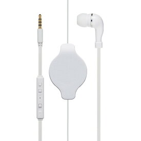ミヨシ PHP-K01／WH 手元コントローラー付き 巻取り式 片耳イヤホン 4極タイプ ホワイト PHPK01／WH