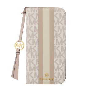 MICHAEL KORS MKSTTCVNLFLIP2463P Folio Case Stripe with Tassel Charm for Magsafe for iPhone16 Pro Vanilla