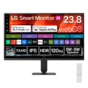 LG�G���N�g���j�N�X 24U511SB-B LG Smart Monitor AI 23.8�^ �t��HD IPS�p�l���̗p HDR10 120Hz sRGB 99% �m���O���A �u���b�N