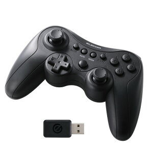 �G���R�� JC-GP40XBK �Q�[���p�b�h PC�p ���C�����X 2.4GHz Windows�Ή� XInput DirectInput �A�� 13�{�^�� �[�d�� �u���b�N