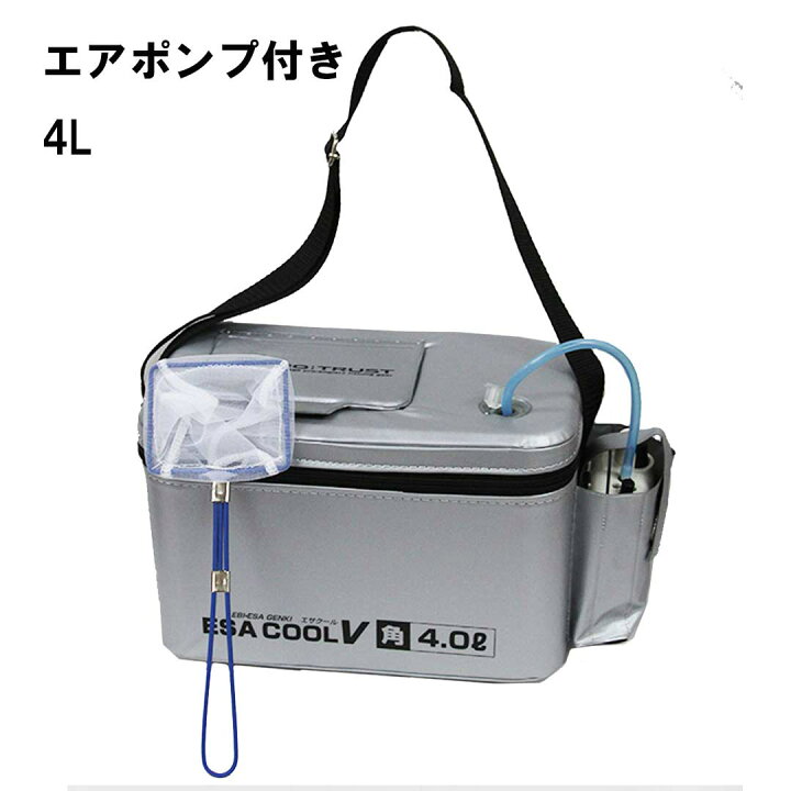 楽天市場 プロトラスト Pro Trust エサクーラー セット Es 4 4l エアポンプ付き Yh707b 活きエビクーラー エビバッカン あす楽 エビまき釣り 弱りにくい ウエストコースト アウトドアshop