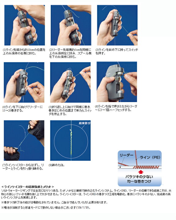 楽天市場 ハピソン Hapyson Yh 719 ライトゲーム用 ラインツイスター 糸結び器pe リーダー 直結 糸結び器 ウエストコースト アウトドアshop