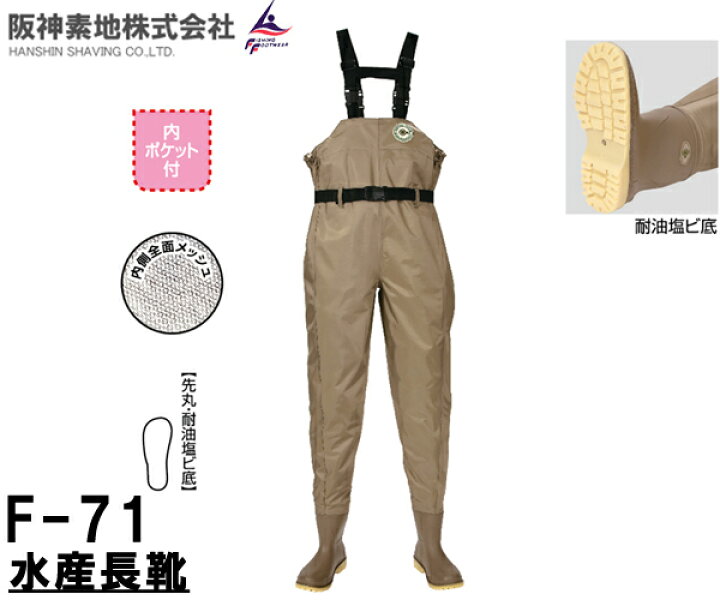 楽天市場】阪神素地 ( ハンシンキジ ) F71 水産長靴 ( 先丸 ・ 耐油 