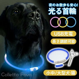 犬 首輪 光る カラー ペット 猫 USB充電式 サイズ調整 LED ライト 光 点灯 点滅 蛍光 小型犬 中型犬 大型犬 夜 散歩 安全 事故防止