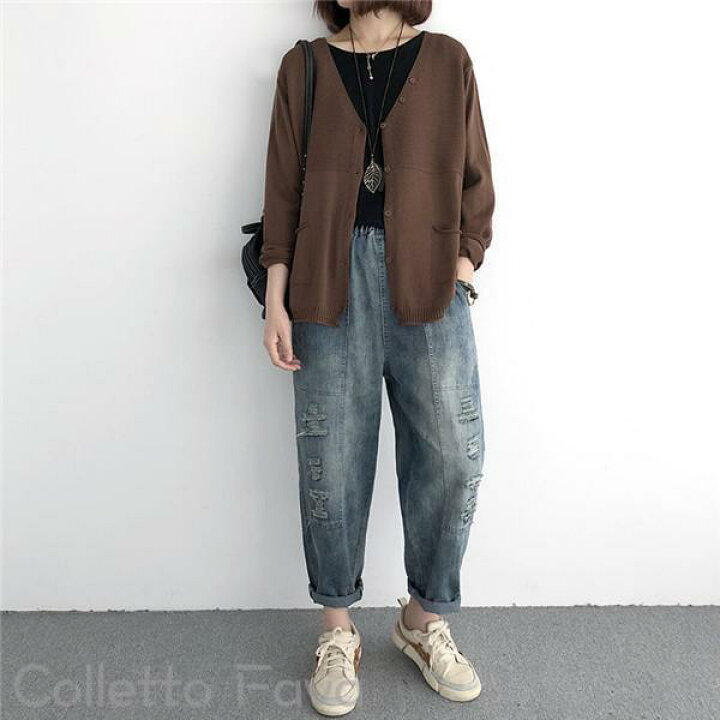 楽天市場】ニットカーディガン レディース 長袖 セーター トップス V 