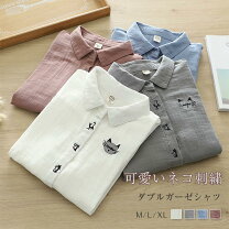 楽天市場】猫 刺繍 ブラウス（シャツ・ブラウス｜トップス 