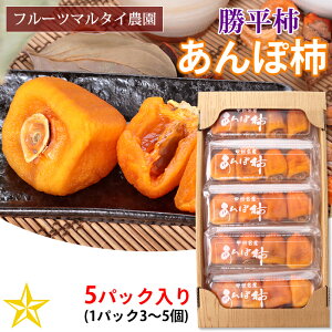 【送料無料】 山梨県産 あんぽ柿 勝平柿 (かつへい) 5パック入り (1パック3〜5個) 干し柿 フルーツマルタイ農園