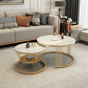 ネストテーブル 収納棚付き 幅60cm 丸形 幅70cm 完成品 ホワイト天板 サイドテーブル 円 ソファサイド ゴールドフレーム 幅80cm リビング コーヒーテーブル セラミック天板 送料無料 新生活 高