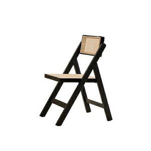 ダイニングチェア 折りたたみチェア かわいい 天然木 韓国風 宿泊施設 美容室 サロン メイク ラタン ラタンチェア 完成品 省スペース ナチュラル コンパクト ブラック 在宅ワーク カフェ風