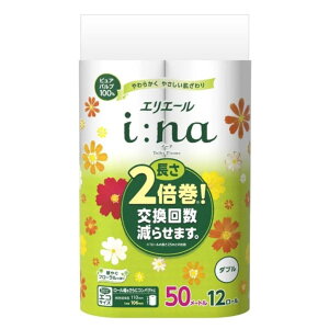 エリエール イーナトイレットペーパー 50m ダブル12ロール×6パック