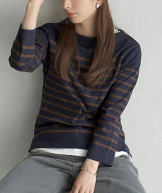撥水 バスクシャツ 綿100％ M/L/LL レディース トップス Tシャツ カットソー ロンT 長袖 ボーダー パネルボーダー ボートネック コットン 汚れにくい 生活防汚 ゆったり 秋 【メール便可22】◆zootie（ズーティー）：超撥水シミヘンLite フレンチバスクシャツ［ボーダー］