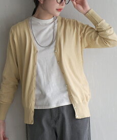 【まとめ買いクーポン対象】カーディガン ニット 綿100％ 薄手 レディース M/L/LL/3L トップス ニットカーディガン 羽織もの 長袖 セーター ライトニット コットン 【メール便可22】◆zootie（ズーティー）：オーディナリー コットンニット カーディガン［Vネック］