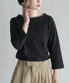 Tシャツ 綿100％ レディース S/M/L/LL トップス カットソー バスクシャツ 七分袖 ボートネック コットン 汚れにくい 無地 ゆったり 春 【メール便可22】◆zootie（ズーティー）：シミヘン加工 フレンチバスク ラグランカットソー［無地］