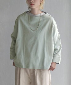 Tシャツ ボーダー 綿100％ レディース / トップス カットソー ロンT バスクシャツ 長袖 パネルボーダー ボートネック コットン 汚れにくい 撥水 ゆったり 秋 冬 【メール便可22】◆zootie（ズーティー）：シミヘン加工 フレンチバスク ワイドプルオーバー［ボーダー＆無地］