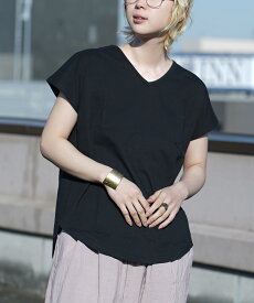 ＼クーポンで10％OFF★5/18 9:59まで／【特別送料無料＆特別価格】汗染み防止Tシャツ UVカット 綿100％ M/L/LL/3L レディース トップス カットソー 半袖 Vネック コットン ゆったり 夏 【メール便可11】◆zootie（ズーティー）：汗しみない Tシャツ［Vネック ポケットTEE］
