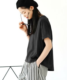 【特別送料無料＆特別価格】Tシャツ 汗染み防止 UVカット 綿100％ / レディース トップス カットソー 半袖 クルーネック コットン 薄手 ゆったり 夏 【メール便可11】◆zootie（ズーティー）：汗しみない Tシャツ［ワイドシルエット］