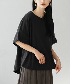 ＼バーゲン×クーポンでお得！／292,444枚完売！Tシャツ レディース / トップス カットソー 半袖 丸首 ロング丈 コットン混 大きいサイズ ゆったり 夏 【メール便可22】◆zootie（ズーティー）：URBAN PLUS ロールアップスリーブ Tシャツ