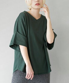 292,444枚完売！Tシャツ レディース / トップス カットソー 半袖 丸首 ロング丈 コットン混 大きいサイズ ゆったり 春 【メール便可22】◆zootie（ズーティー）：URBAN PLUS ロールアップスリーブ Tシャツ