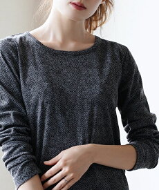 【冬物バーゲン☆今だけの特別価格】裏起毛 カットソー 丸首 レディース M/L/LL トップス 長袖 インナー 重ね着 無地 ボーダー ゆったり あったかい 暖かい 秋 冬 【メール便可22】◆zootie（ズーティー）：無地＆ボーダー 裏起毛クルーネックカットソー