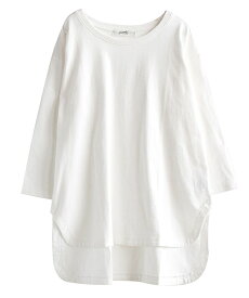 【クーポンで30％OFF★4/27 9:59】Tシャツ カットソー レディース / これがあればマルチに使える。 トップス プルオーバー ロンT 七分袖 綿100％ コットン ゆったり 春 【メール便可22】◆zootie（ズーティー）：サイドスリット ベーシックプルオーバー