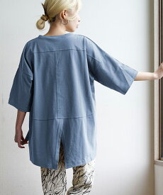 汗染み防止Tシャツ / トップス カットソー UVカット 半袖 丸首 ゆったり 体型カバー 綿100％ 【メール便可22】◆zootie（ズーティー）：汗しみない Tシャツ［バックスリット］
