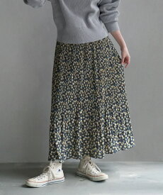 【リクエスト祭】スカート / ボトムス ロングスカート プリーツ 裏起毛 ウエストゴム ゆったり 冬 ◆zootie（ズーティー）：フリース裏地付き 総柄マイクロプリーツスカート