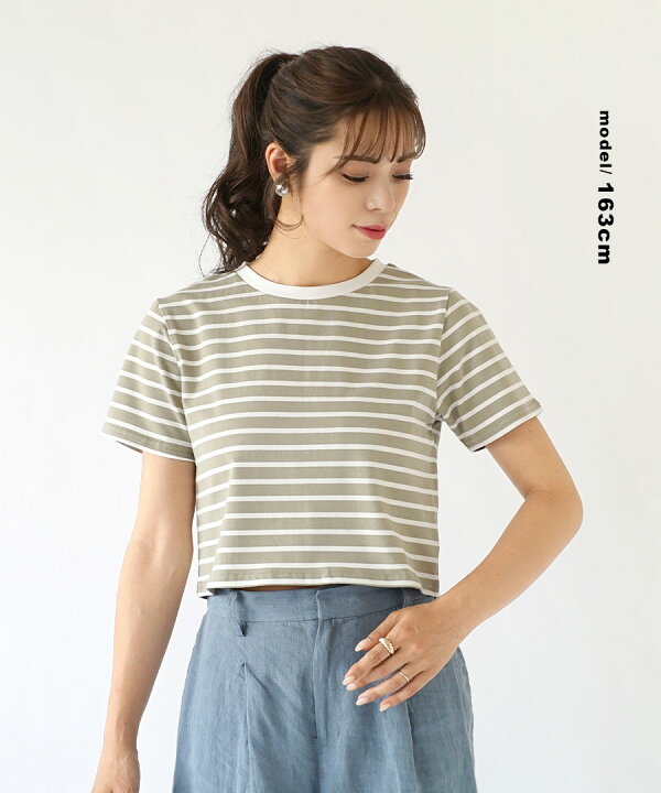 楽天市場】Tシャツ / ショート丈 レディース トップス プルオーバー 半袖 クルーネック ボーダーTシャツ ボーダー クロップド丈 短め 綿混 コットン混 ゆったり 夏 【メール便可22】◇ボーダー柄 クロップド丈カットソー : イーザッカマニアストアーズ