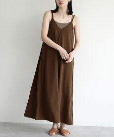 キャミワンピ ロング マキシ / レディース ワンピース キャミソールワンピース キャミソール Vネック ポケット付き 膝下 ロングワンピ マキシ丈 Aライン フレアワンピース 重ね着 ストレッチ 伸縮 きれいめ 高身長 大きいサイズ ゆったり 春 夏 ◆フレア キャミワンピース