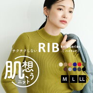【特別送料無料！】リブニット ハイネック M/L/LL レディース トップス ニット ニットウェア ライトニッ…