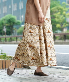 パンツ ワイドパンツ レディース / ボトムス ズボン ワイド ロングパンツ ガウチョ ウエストゴム 大きいサイズ ゆったり 春 ◆キャットエスニック ワイドパンツ