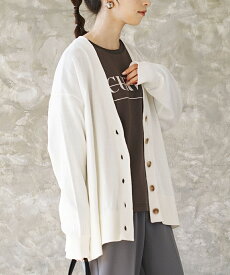 カーディガン ニット 綿100％ 薄手 レディース M/L/LL/3L トップス ニットカーディガン 羽織 長袖 薄手 セーター コットン 洗える 無地 ゆったり きれいめ 春 ◆zootie（ズーティー）：オーディナリー コットンニット カーディガン［ワイド］