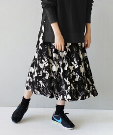 スカート ミモレ丈 レディース / ボトムス ロングスカート ロング丈 ミモレ 膝下 ウエストゴム 後ろゴム バックゴム ウサギ柄 総柄 ゆったり 秋 冬 ◆zootie（ズーティー）：ウサギ柄 ミモレタックスカート