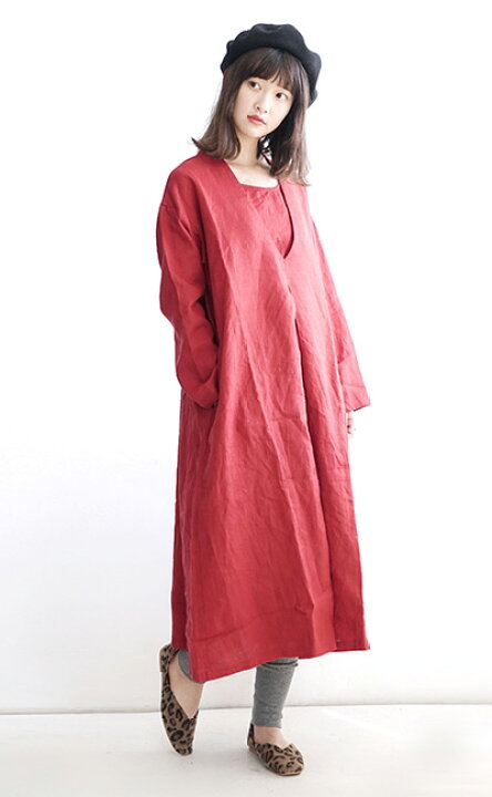 楽天市場】ワンピース /優しいリネン素材の ロングワンピース 。重ね着  