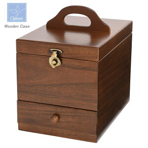 メイクボックス Made in Japan 木製 ミラー付 コスメティックボックス 17-513 幅200mm 奥行き315mm 高さ230mm 茶谷産業 日本製