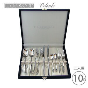 カトラリーギフト ナイフ フォーク スプーン 2人用 10pc ラッキーウッド ディナーセット ヴェルーテ 18-10ステンレス 6-19610-970 日本製 燕三条 食器洗浄機対応