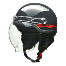 LEAD工業 リードコウギョウCR-760 バイクヘルメット ハーフ CROSS バブルシールド付き ブラック/レッド フリー CR-760 ハーフヘルメット ブラック/レッド(2548630)送料無料