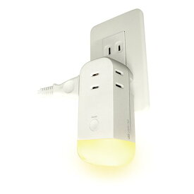 TOPLAND トップランドライト付きコンセントタップ 充電式 LED電球色 コンセント差し込み口数3口 M7410(2587133)