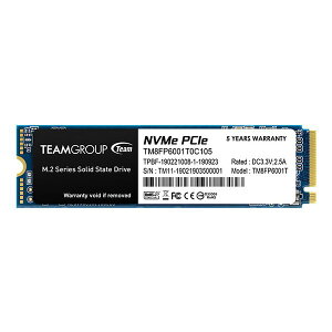 y}\ԃGg[Ń|Cg5{zTeam `[NVMe PCIe M.2 2280 SSD 1TB PCI-Express3.0 x4 NVMeڑ 3D NAND̗p MP33V[Y TM8FP6001T0C101(2508988)